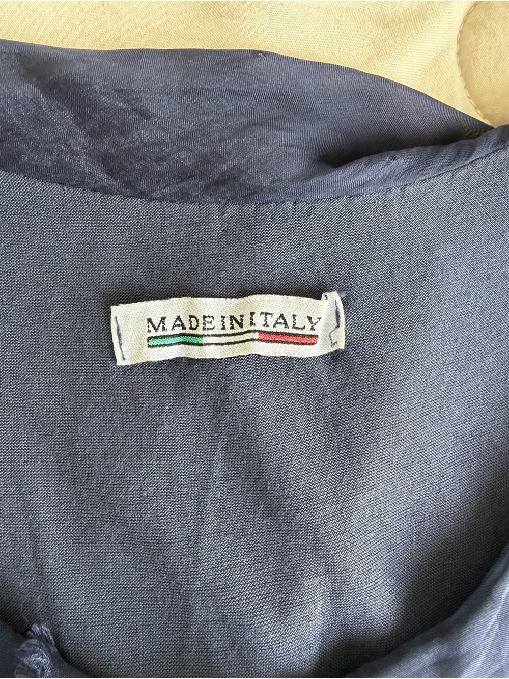Made in Italy 100% Silk Tiered Ruffle Dress Navy Blue Layered Raw Edge Mini - Picture 7 of 10